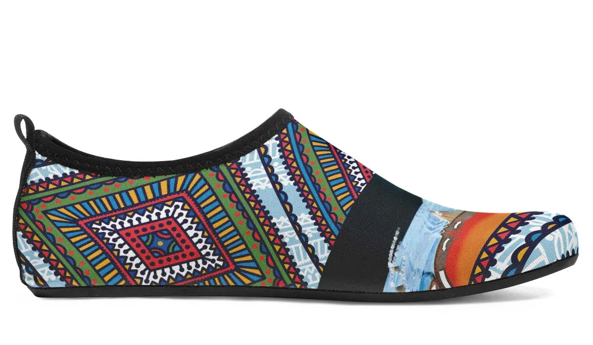 Abstract Tectonic Plates Aqua Barefoot Shoes