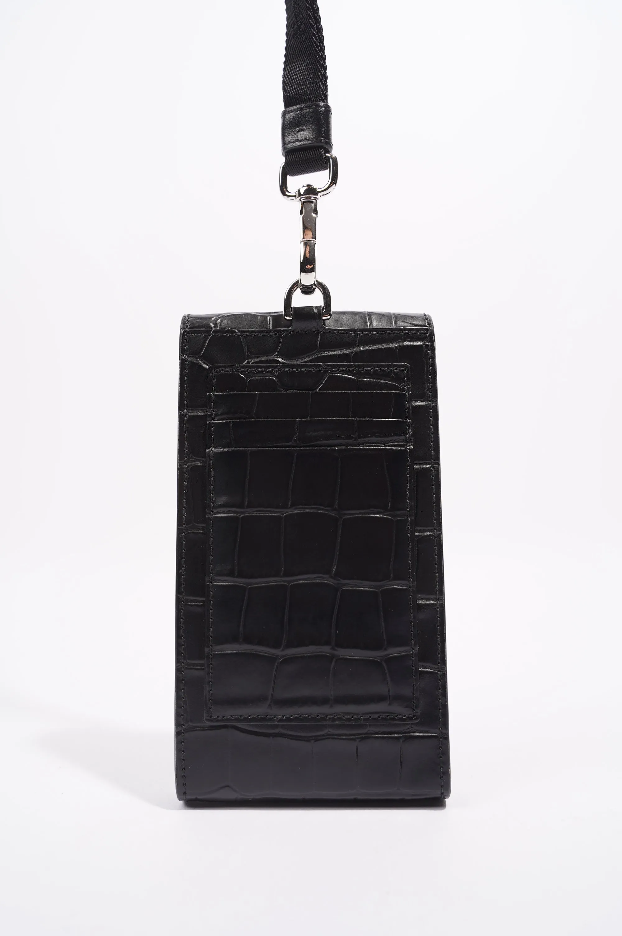 Alexander McQueen Womens Phone Pouch Black Croc