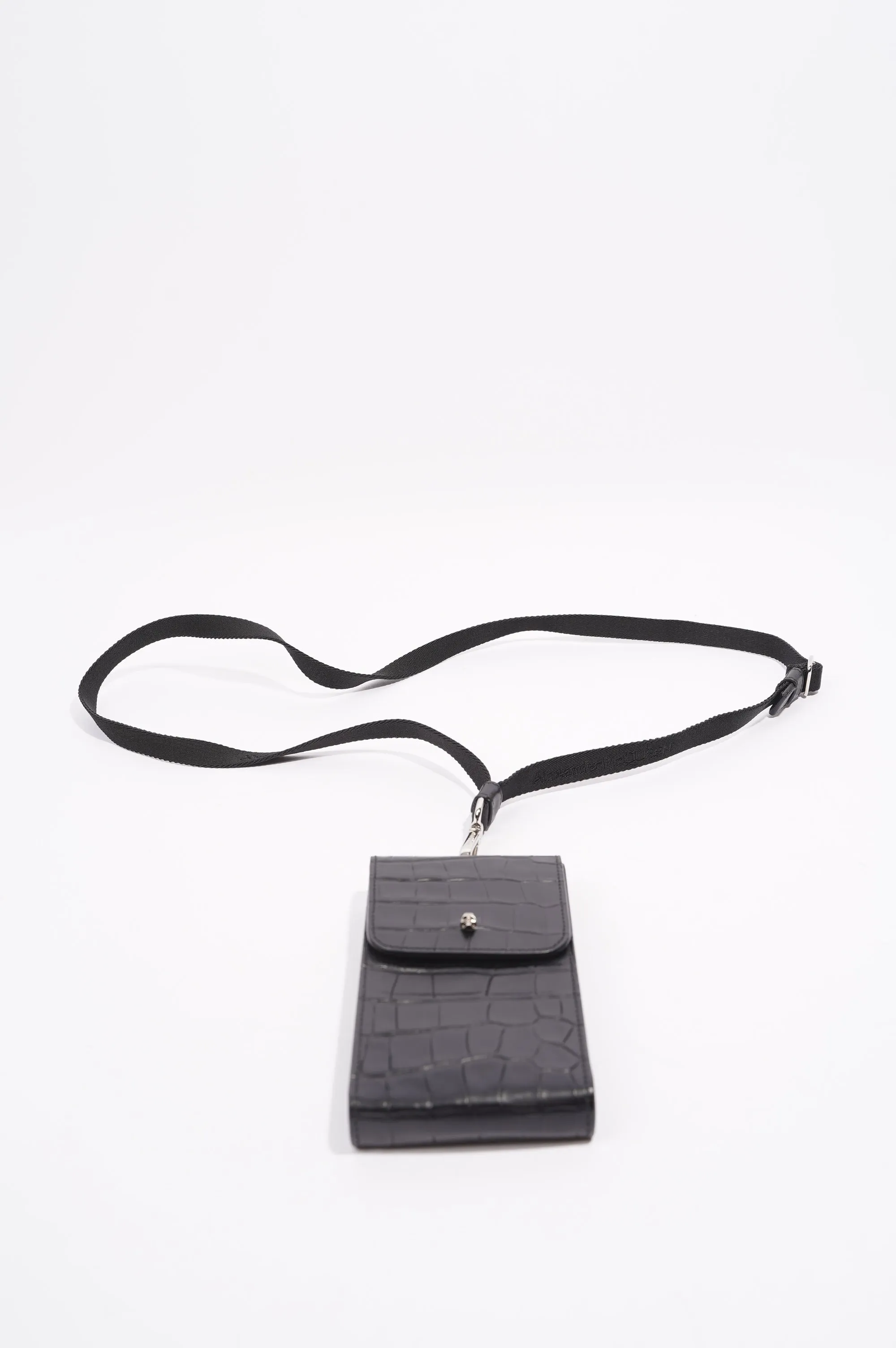 Alexander McQueen Womens Phone Pouch Black Croc