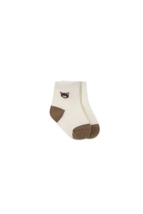 Bobbie Bear Crew Socks - Jacquard Bobbie Bear Cloud/Balm