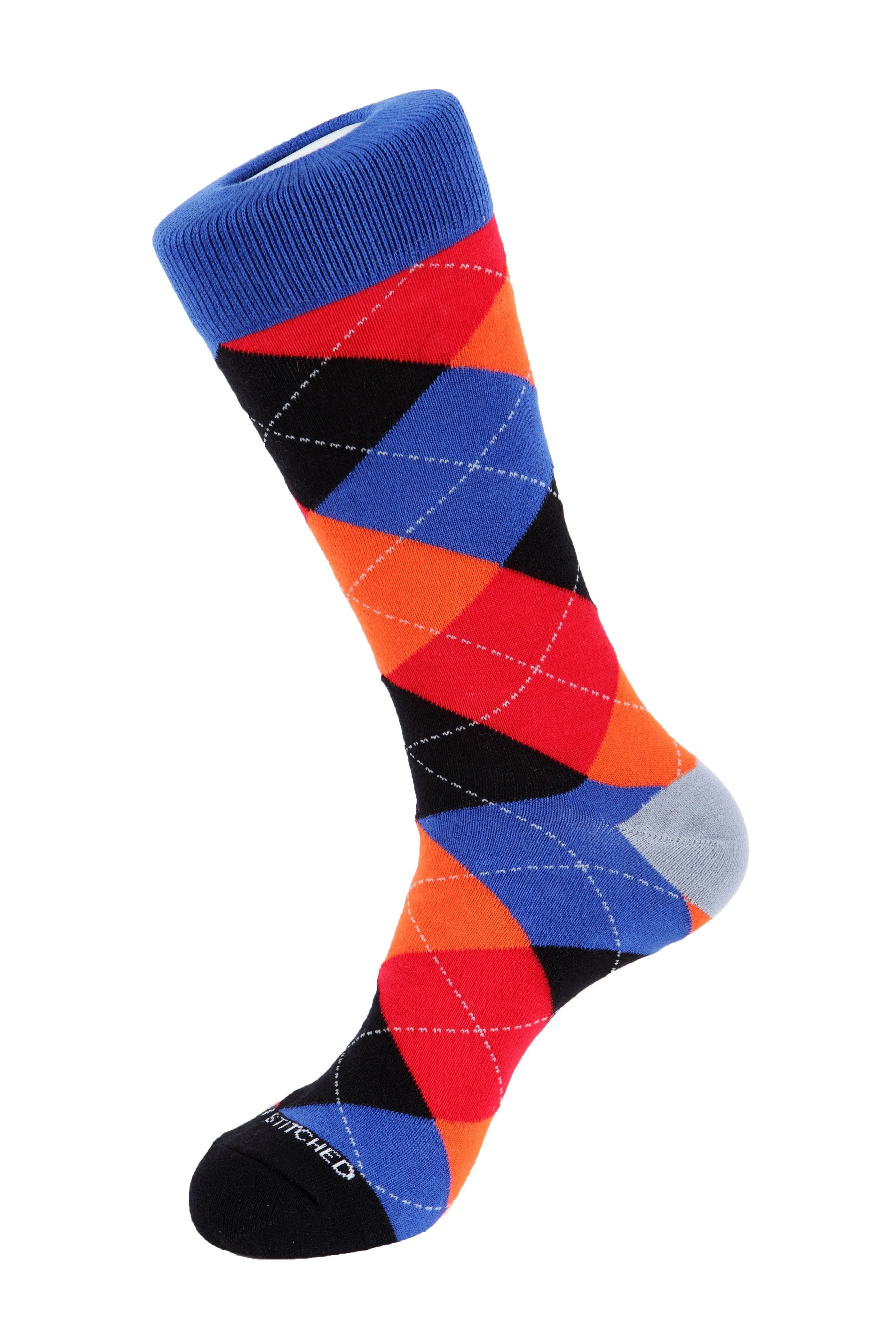 Cherry Blue Argyle Sock