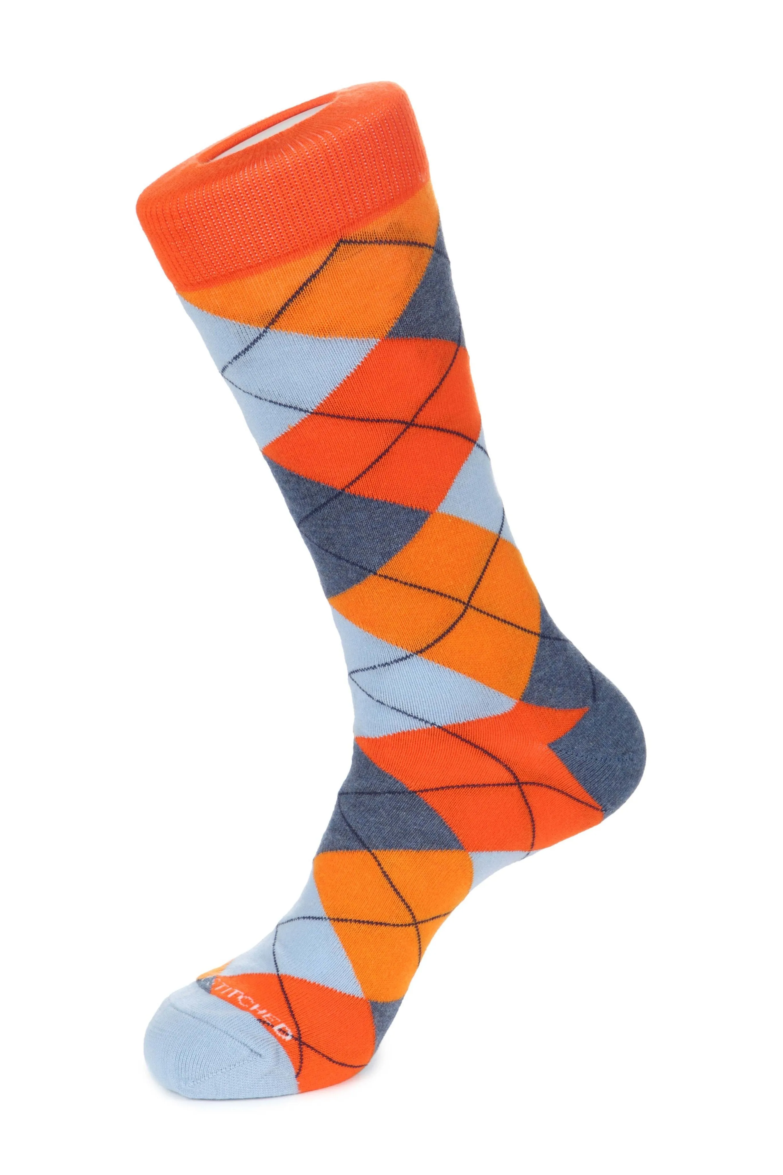 Cherry Blue Argyle Sock