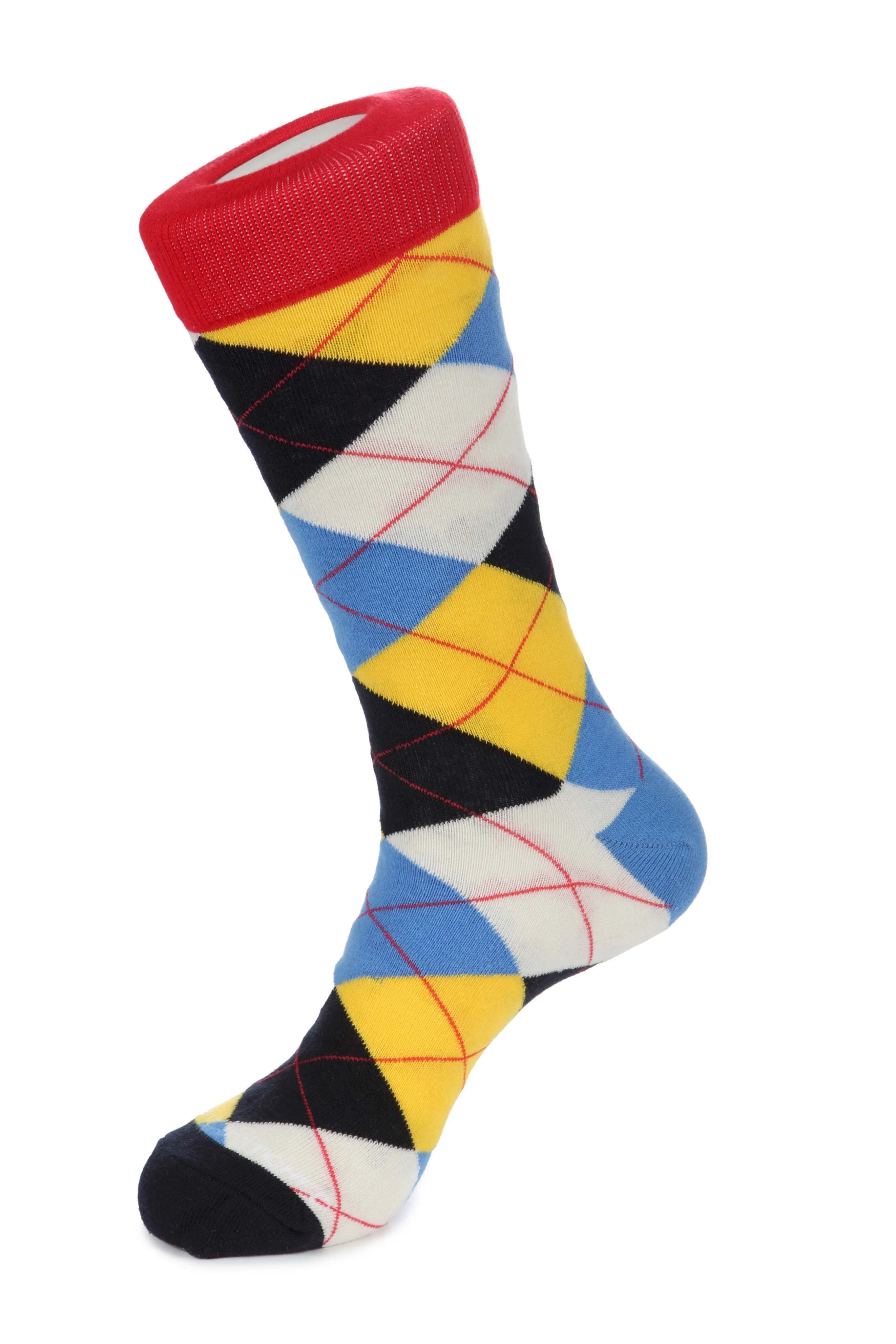 Cherry Blue Argyle Sock