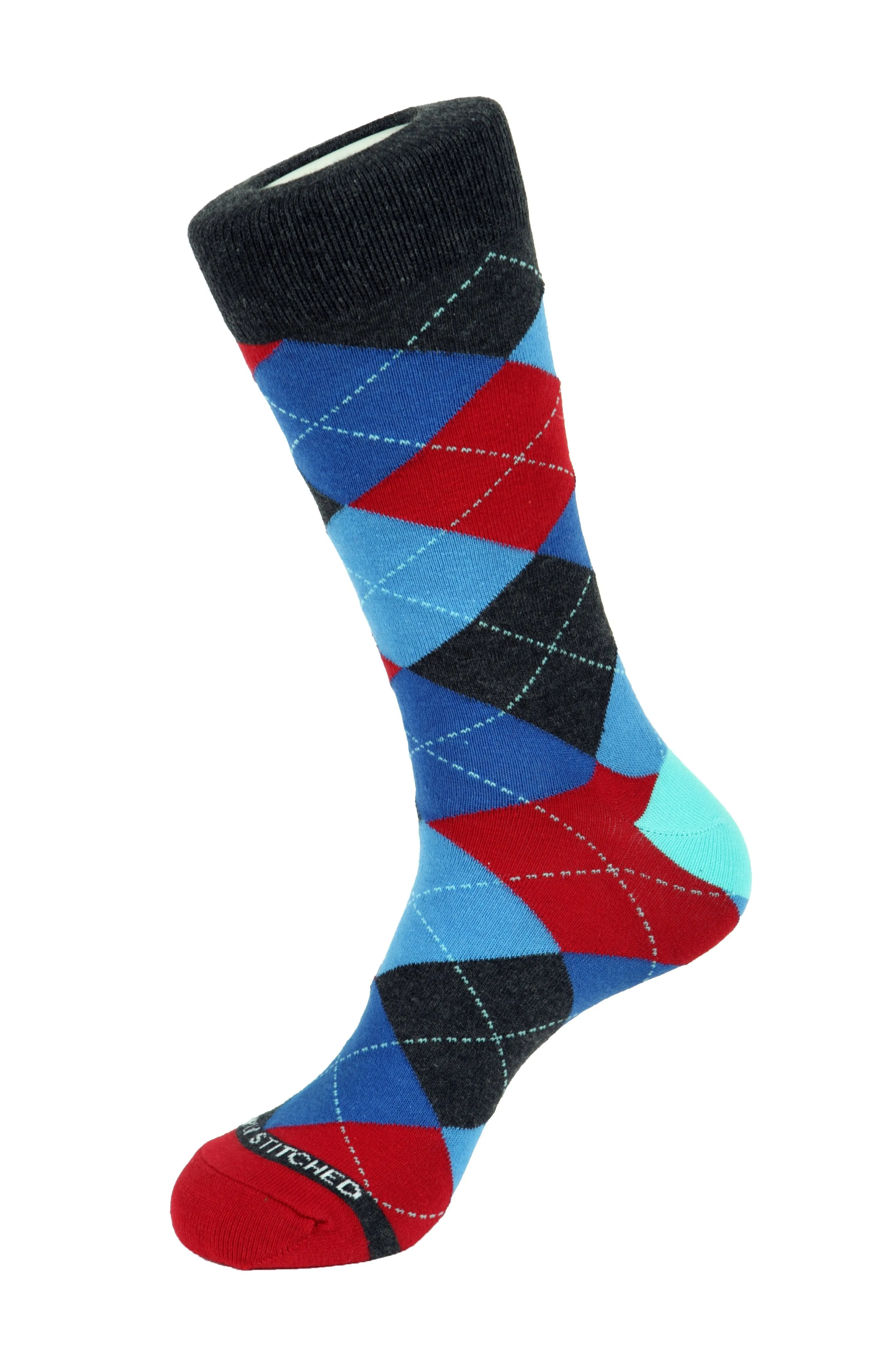 Cherry Blue Argyle Sock