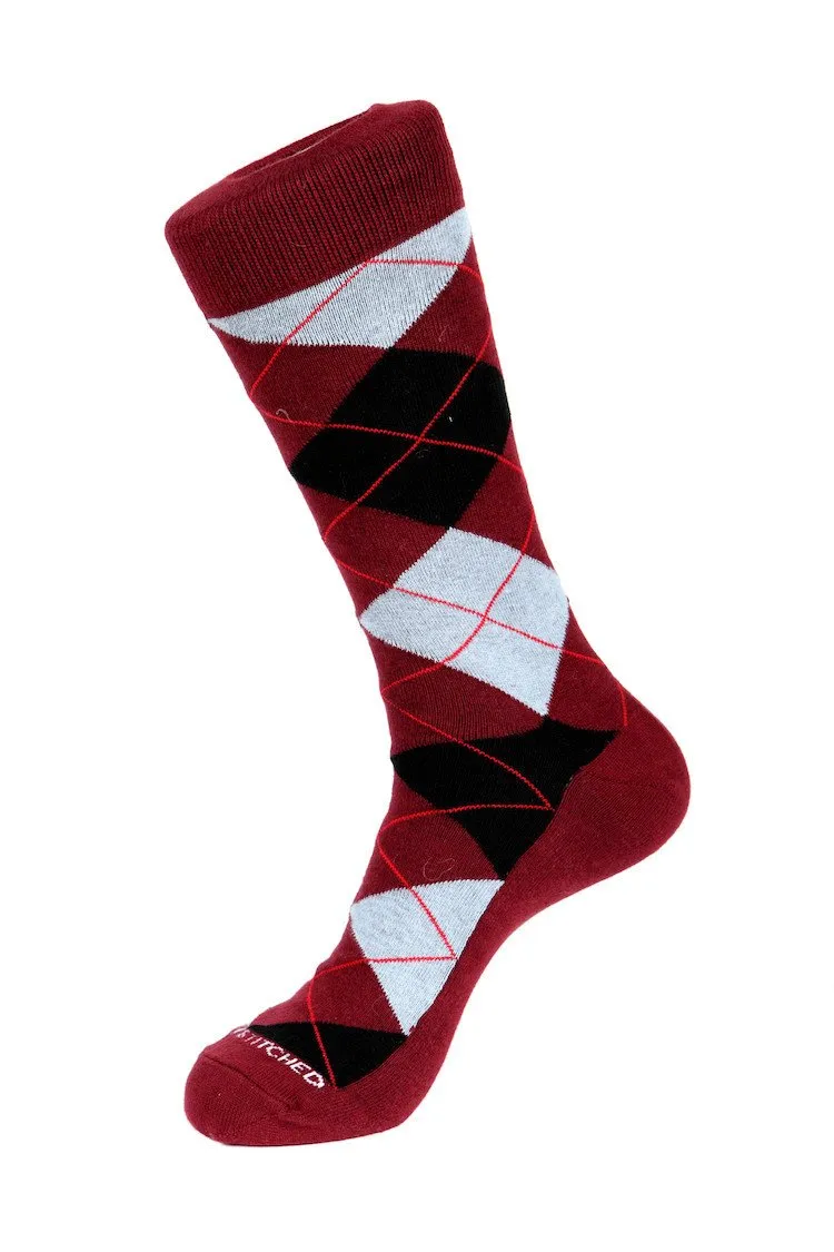 Cherry Blue Argyle Sock