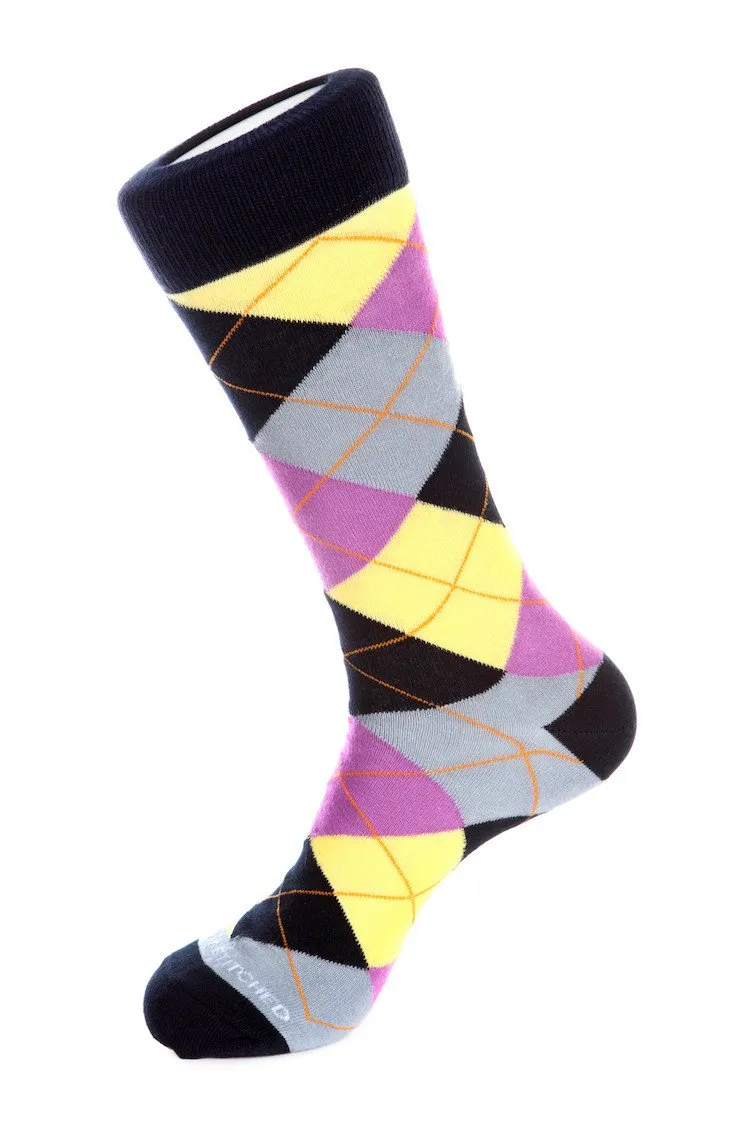 Cherry Blue Argyle Sock