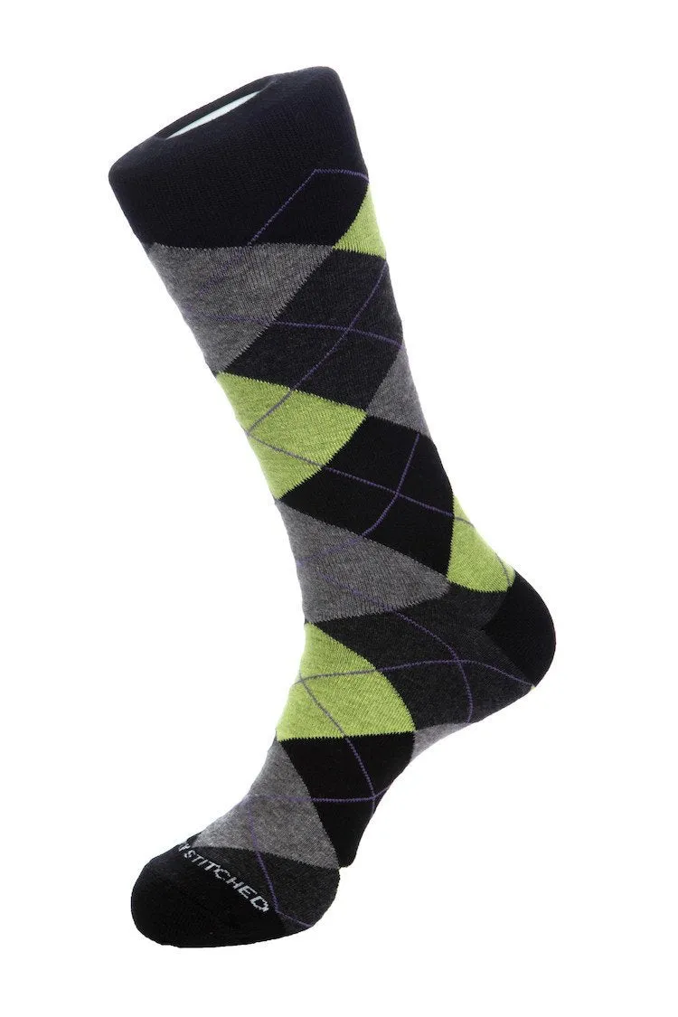 Cherry Blue Argyle Sock