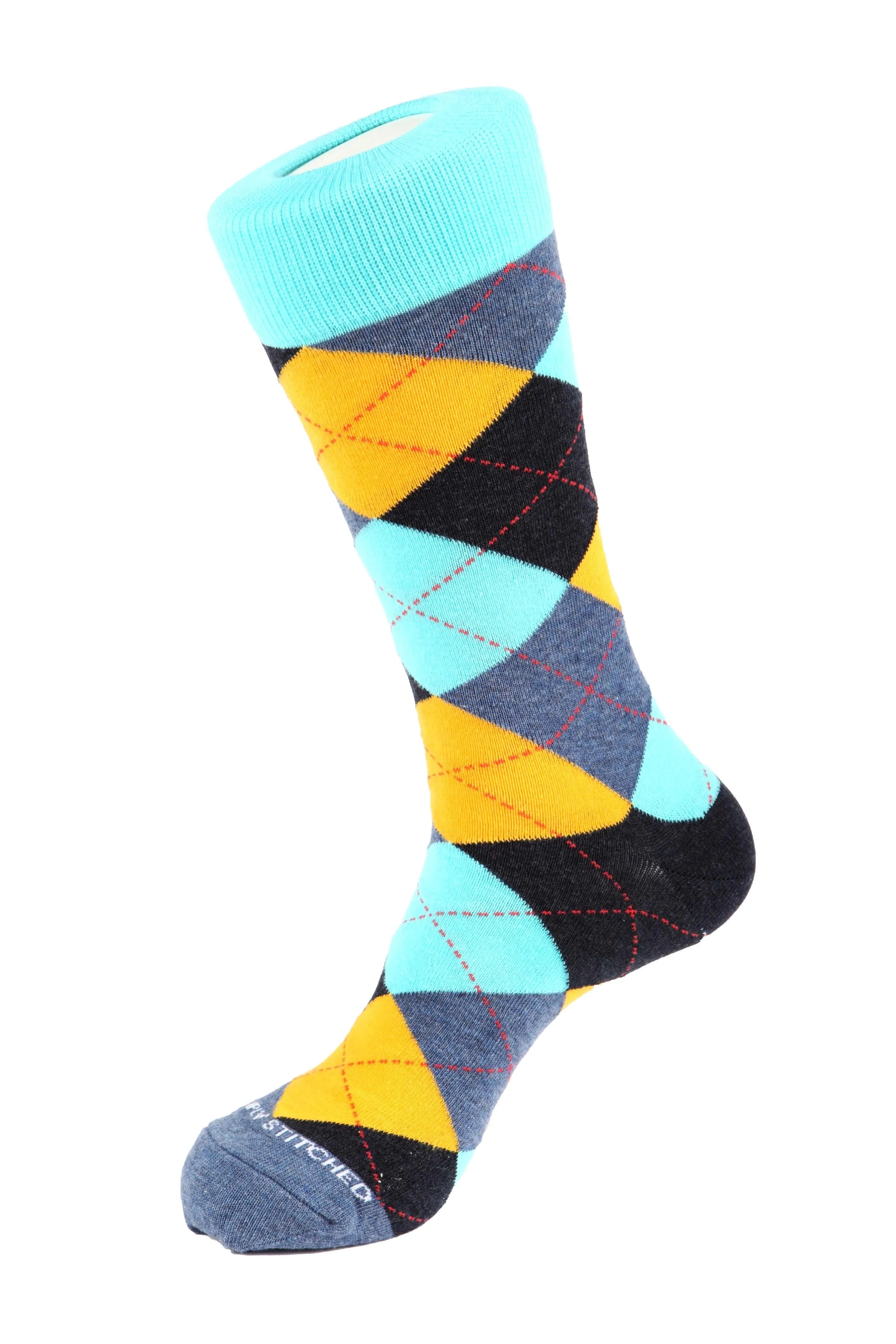 Cherry Blue Argyle Sock