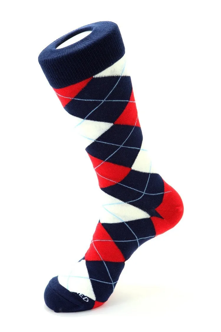 Cherry Blue Argyle Sock