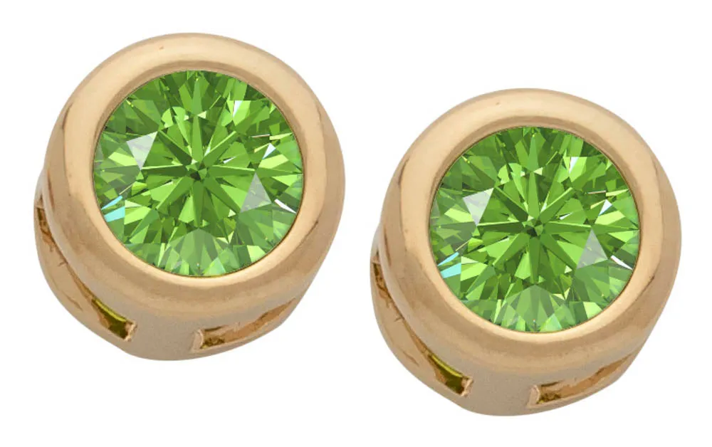 Cubic Zirconia Button Birthstone Stud Earrings