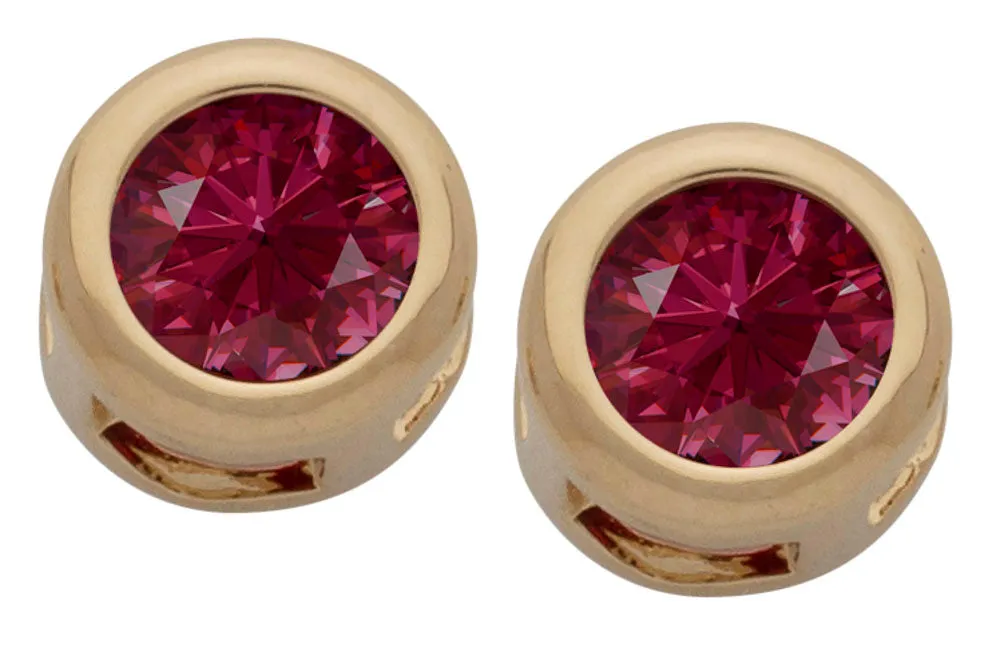 Cubic Zirconia Button Birthstone Stud Earrings