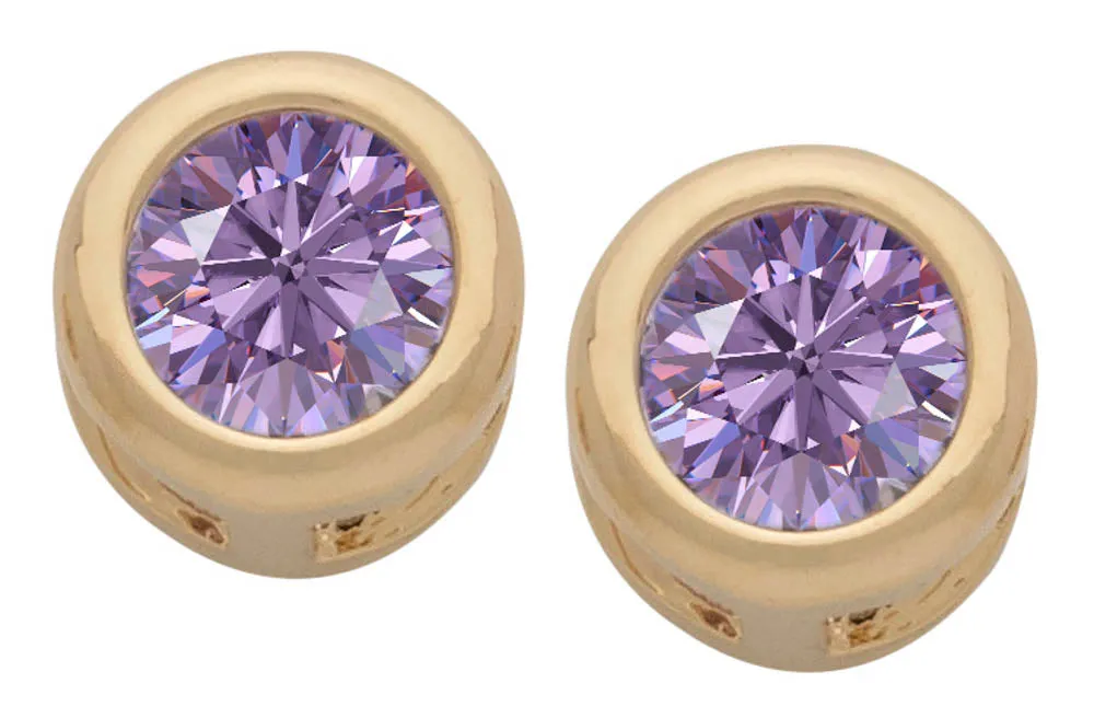 Cubic Zirconia Button Birthstone Stud Earrings