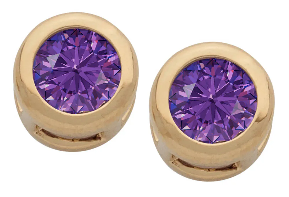 Cubic Zirconia Button Birthstone Stud Earrings