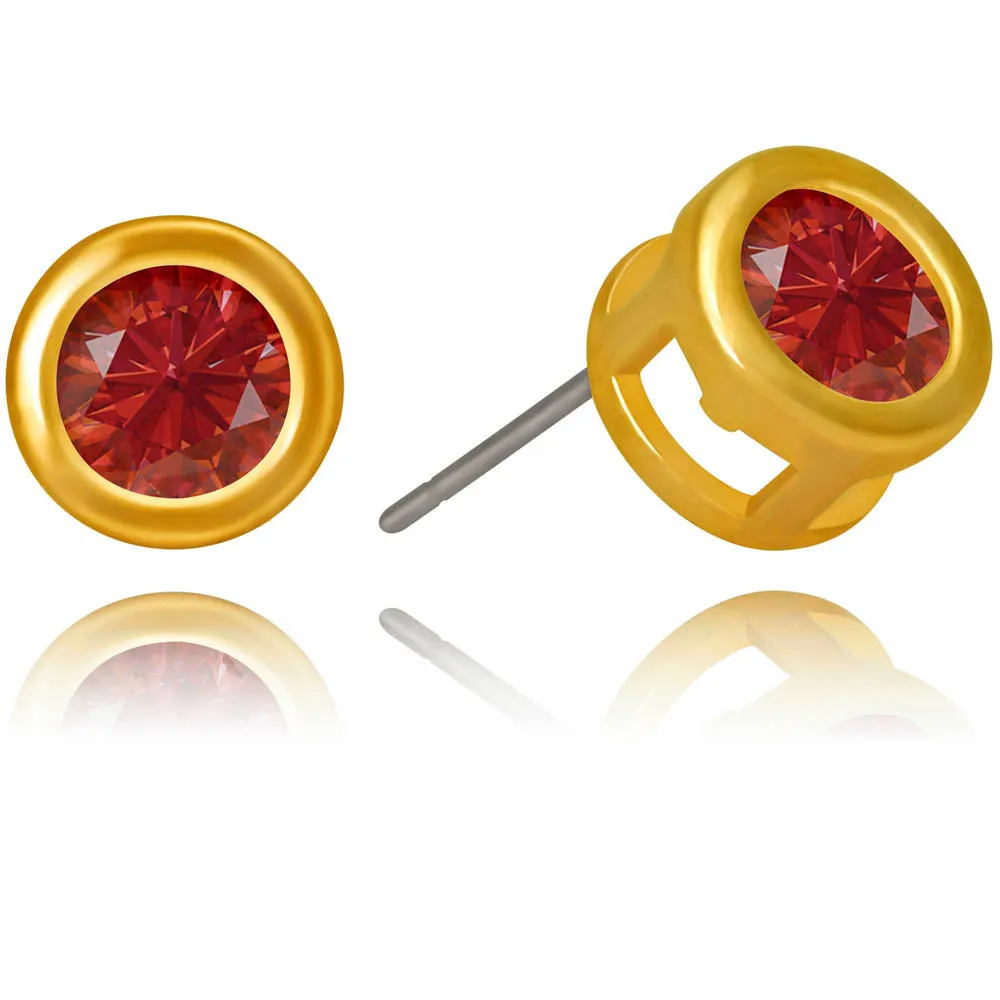 Cubic Zirconia Button Birthstone Stud Earrings