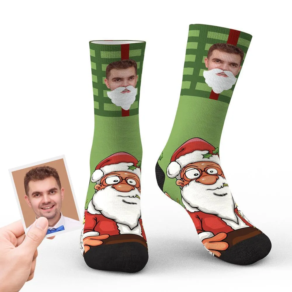 Custom Christmas Socks Personalised Face Funny Socks - Santa Claus