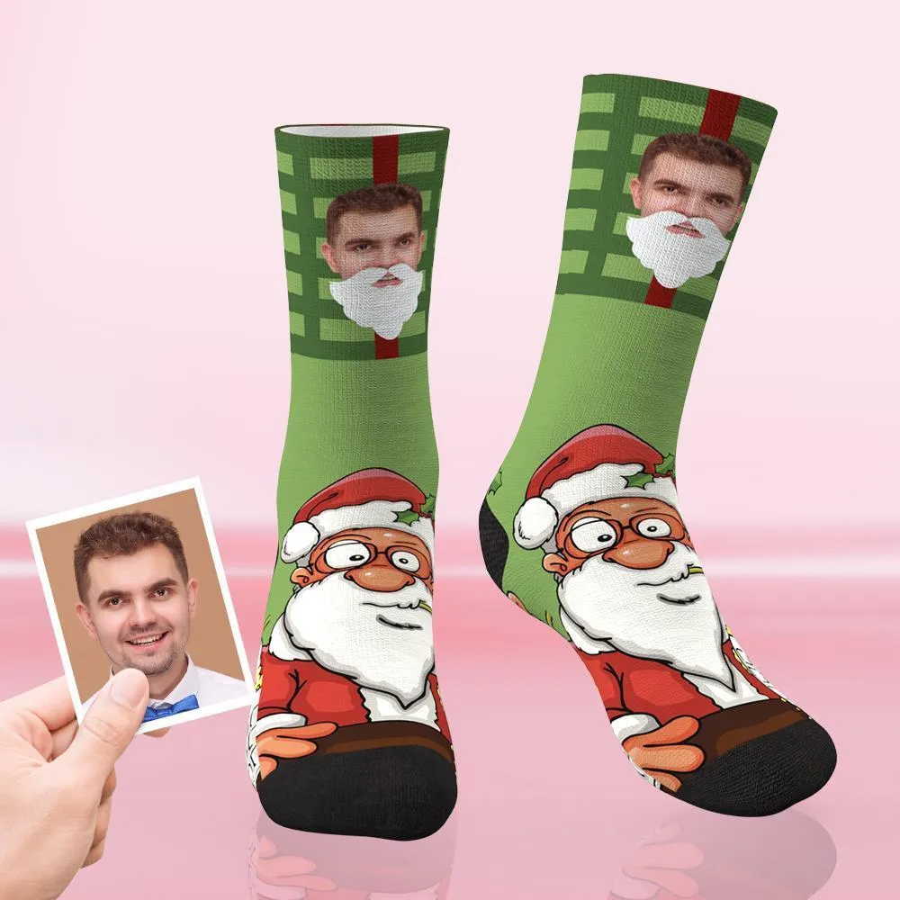 Custom Christmas Socks Personalised Face Funny Socks - Santa Claus