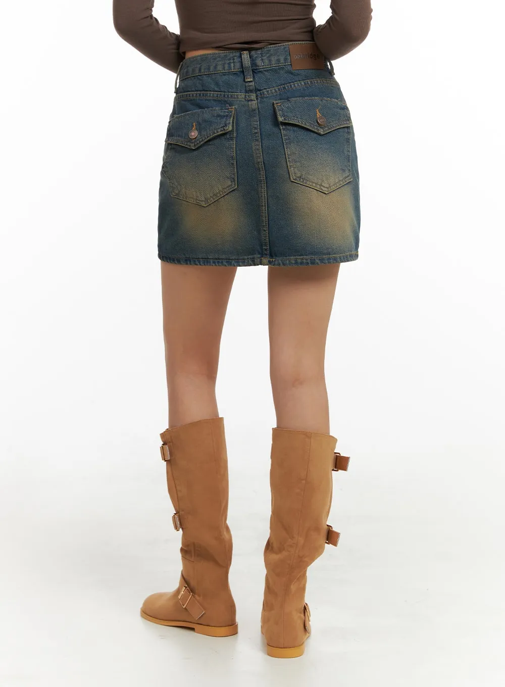 Denim Washed Mini Skirt IA417