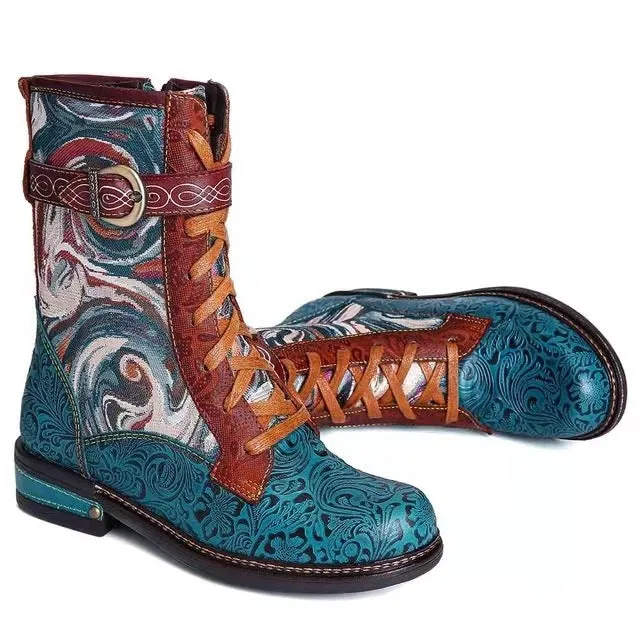 Ethnic style ladies mid-tube fashion Martin boots