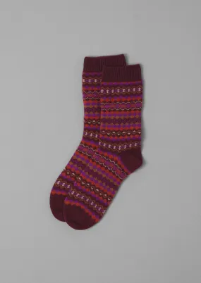 Fair Isle Wool Socks | Plum Multi