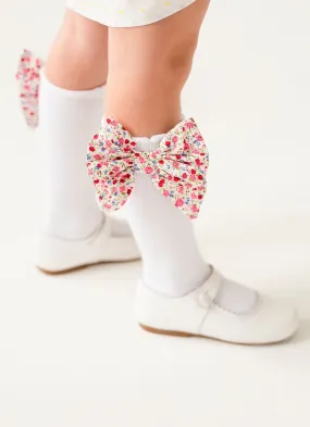 Girls Pink Ditsy Print Bow Socks