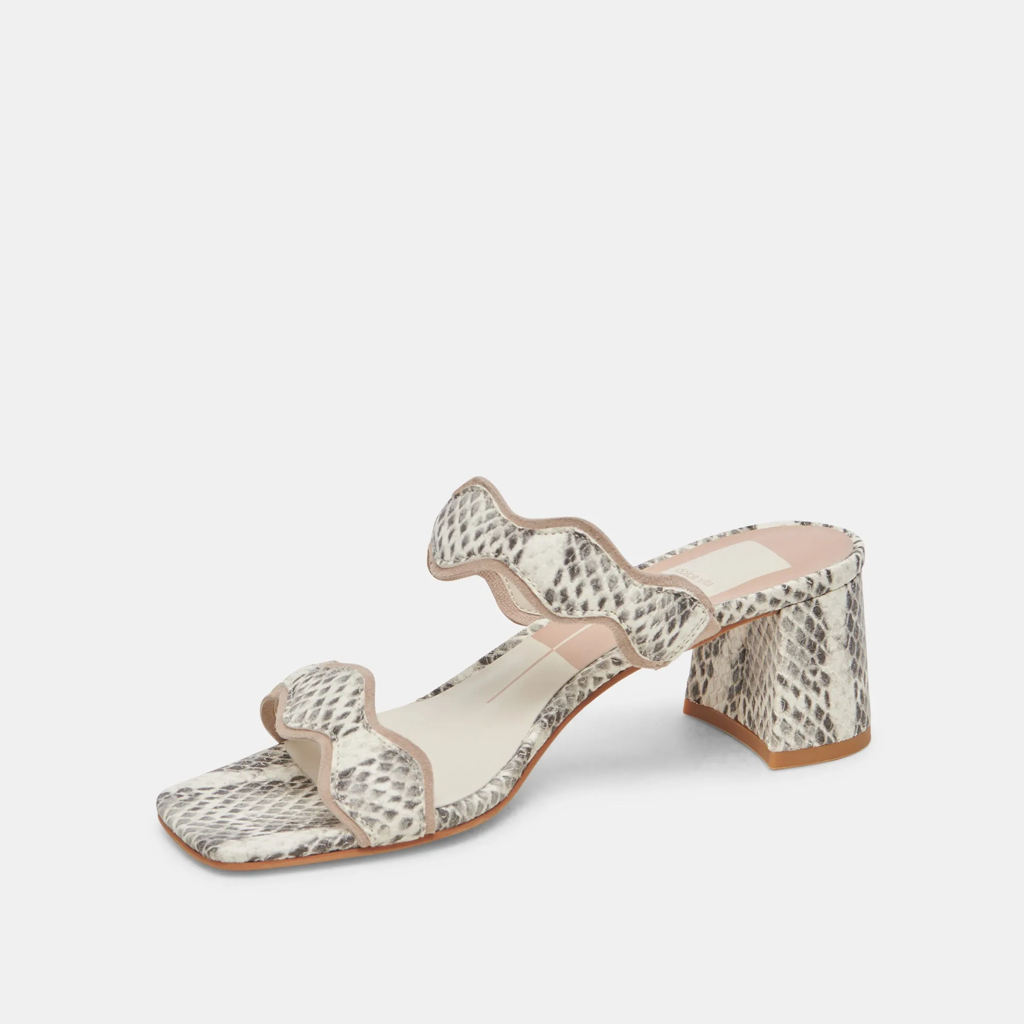 ILVA MID HEELS GREY WHITE EMBOSSED LEATHER