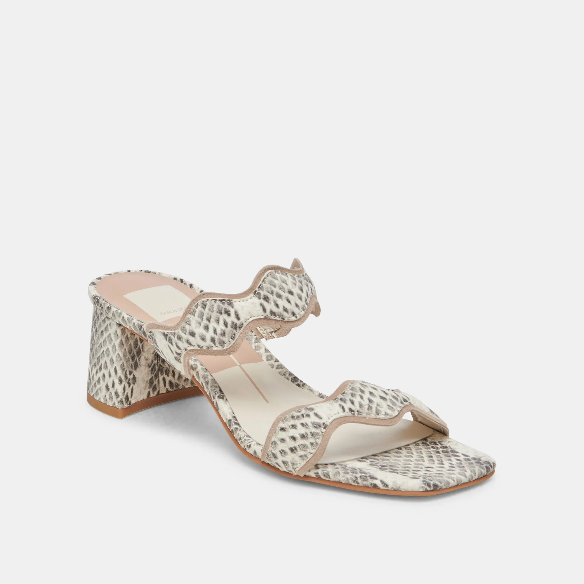 ILVA MID HEELS GREY WHITE EMBOSSED LEATHER