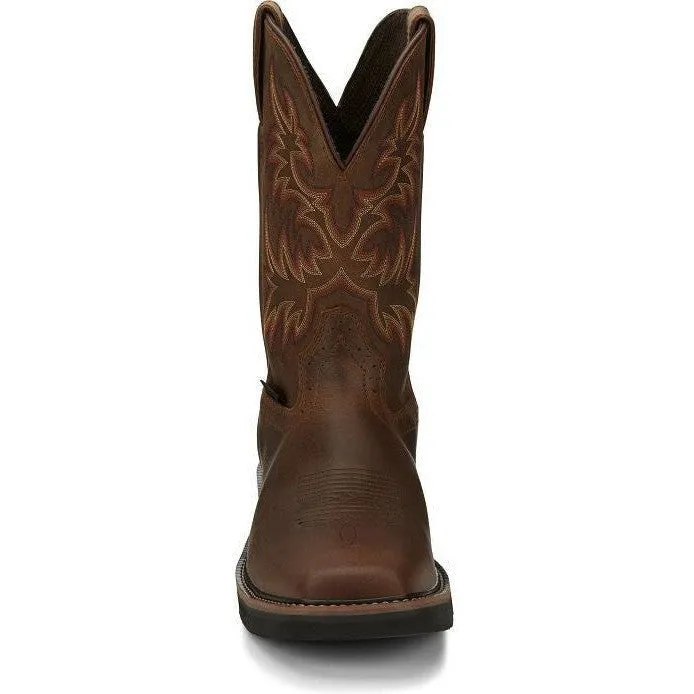 Justin Men's Driller 11" Steel Toe Western Work Boot -Brown- SE4690