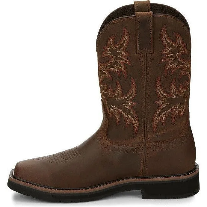 Justin Men's Driller 11" Steel Toe Western Work Boot -Brown- SE4690