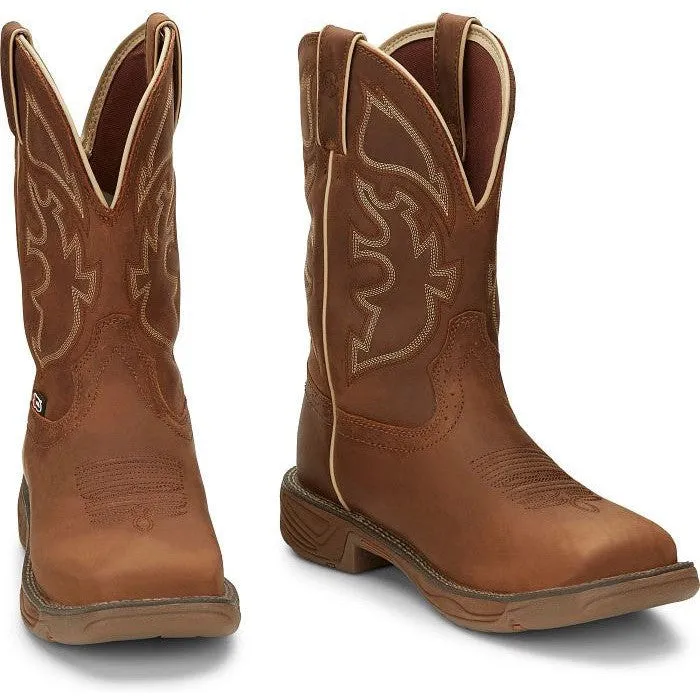 Justin Men's Rush 11 WP Western Work Boot -Tan- WK4330