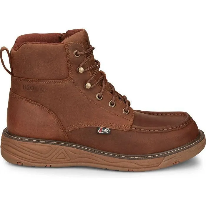 Justin Men's Rush 6 WP Wedge Western Work Boot -Brown- SE470