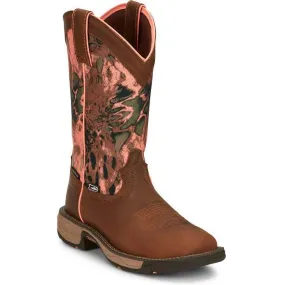 Justin Women's Rush 11 Waterproof Western Work Boot -Brown- SE4356