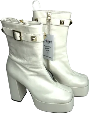 Karen Millen Cream Leather Studded Trim Platform Boot UK 5 EU 38 👠