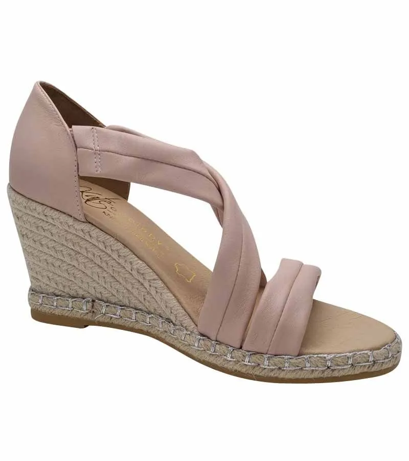 Kate Appleby Womens Wedge Pink Crossover Straps Summer Sandals - Dalbeattie