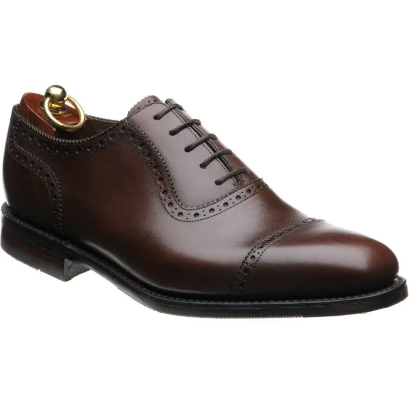 LOAKE - FLEET Premium Calf Semi Brogue Oxford Shoe - Dark Brown