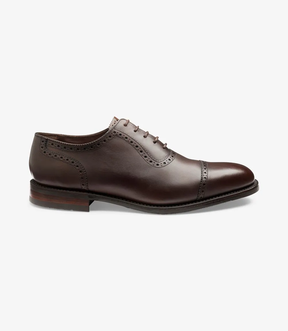 LOAKE - FLEET Premium Calf Semi Brogue Oxford Shoe - Dark Brown