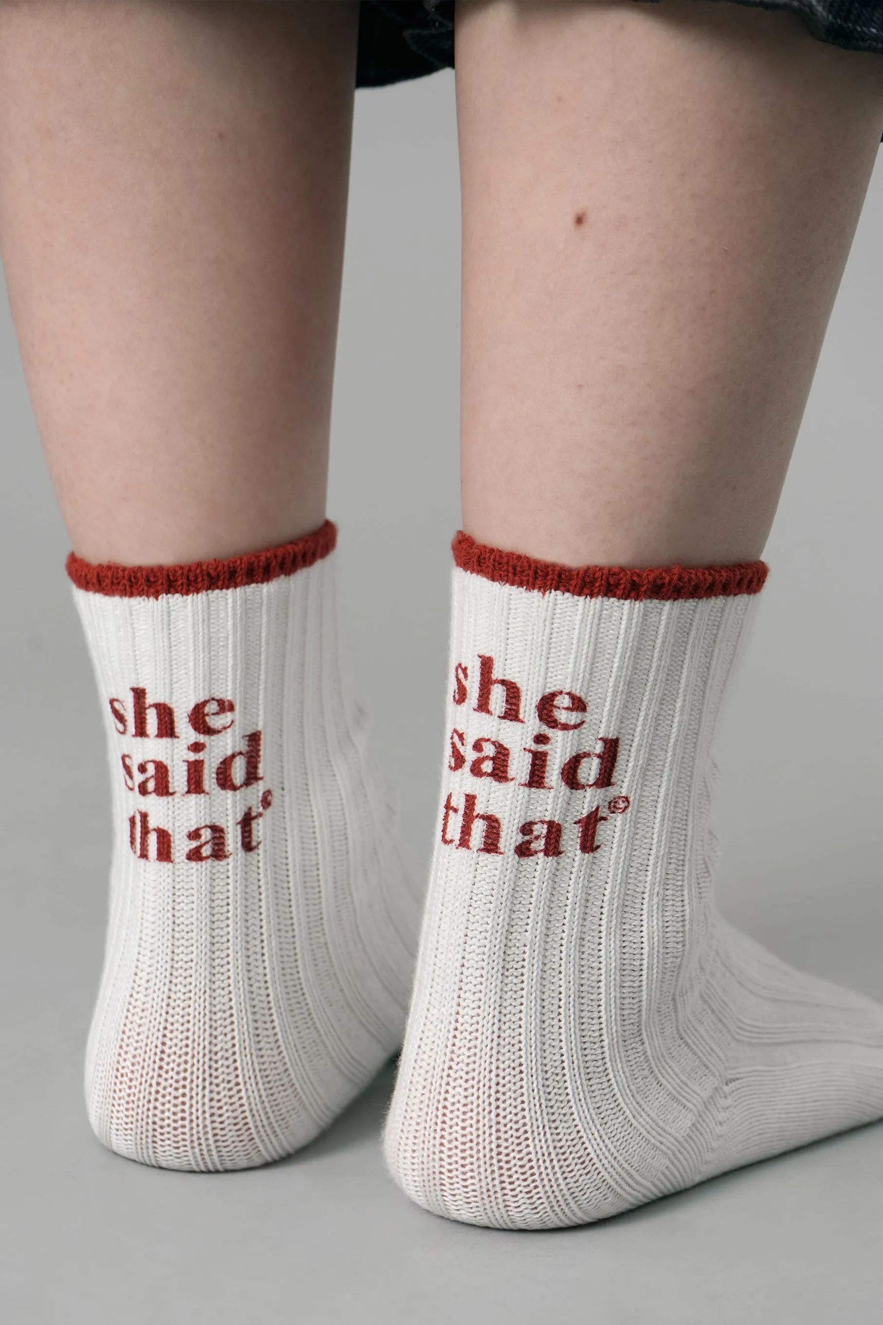 "She Said That" Crew Socks, Red