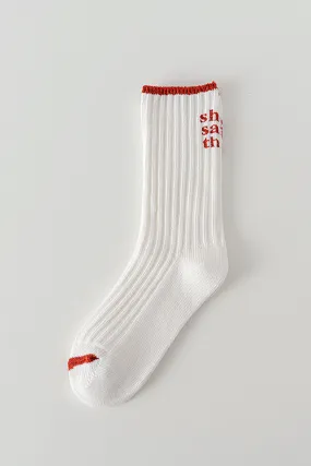 "She Said That" Crew Socks, Red