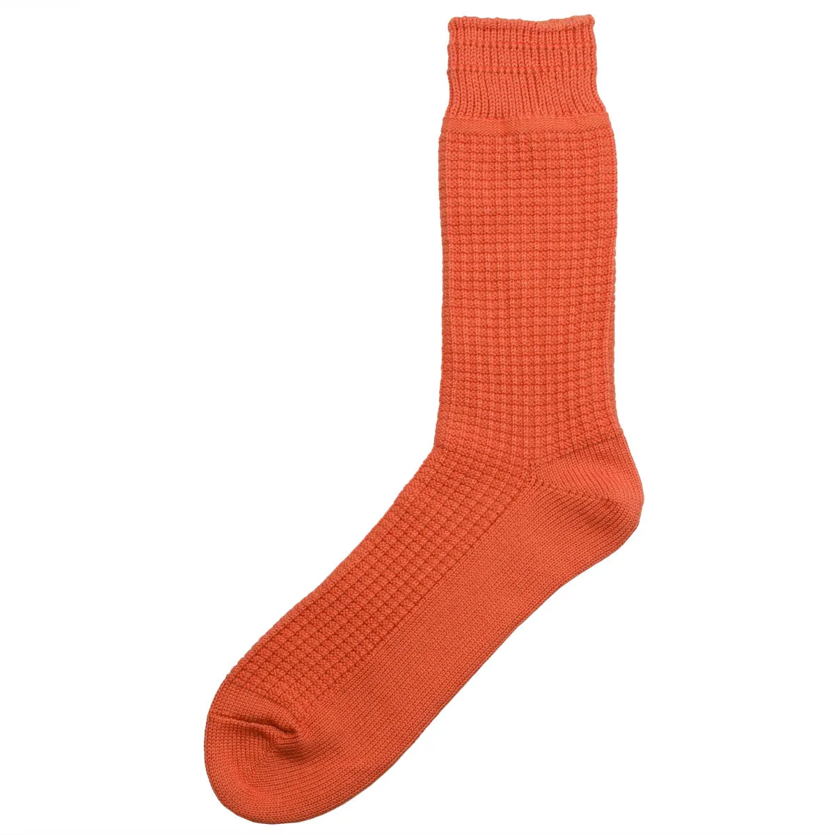 RoToTo - Cotton Waffle Crew Socks - Light Orange