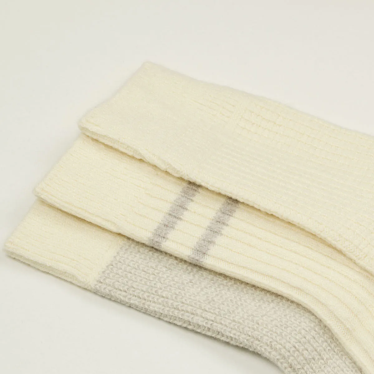 RoToTo - Recycled Cotton/Wool 3-Pack Socks - Off White / Gray