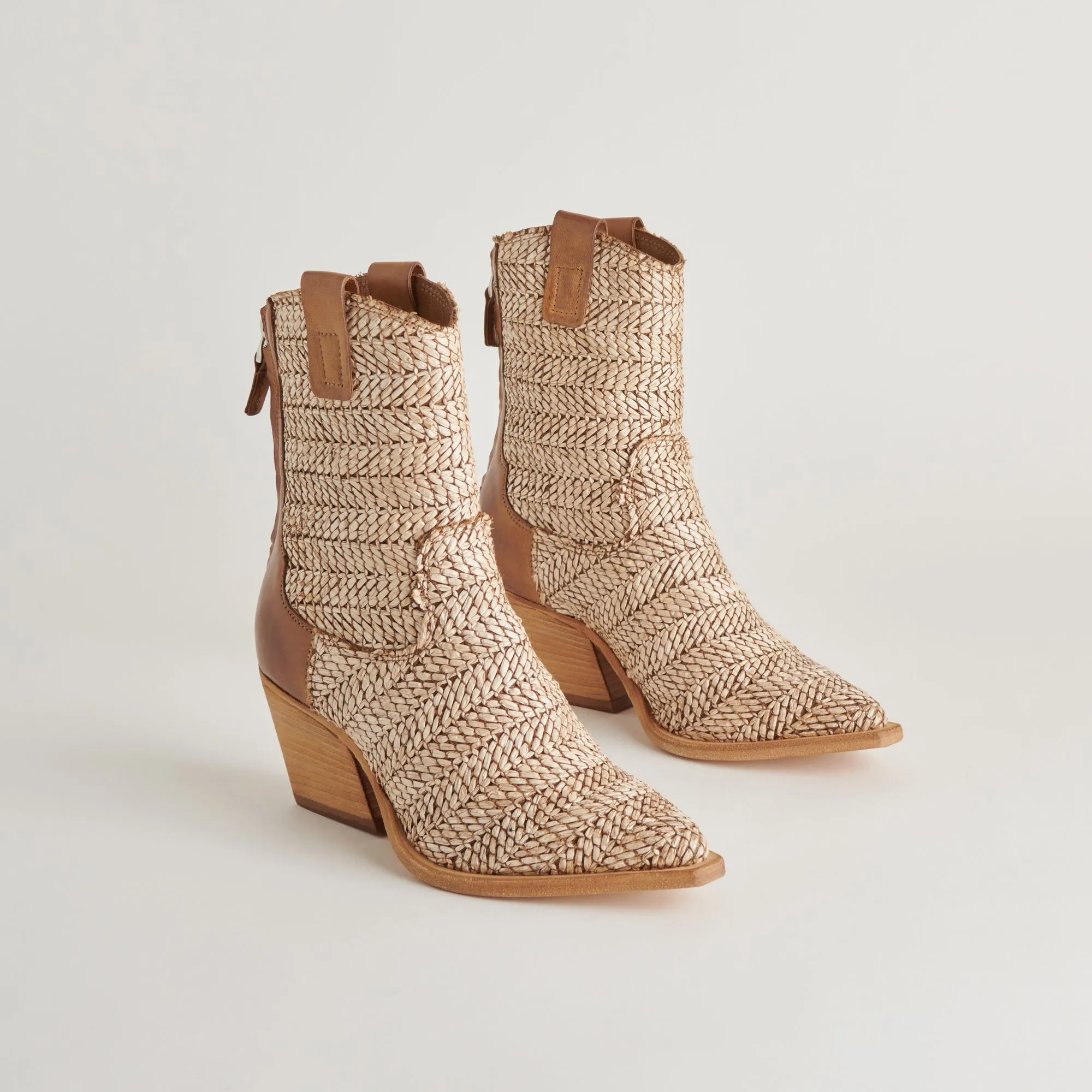 TEXIN BOOTIES BROWN MULTI RAFFIA